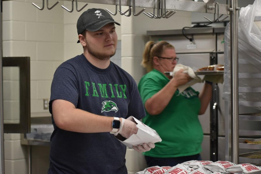 Colton Marshall is very comfortable serving students in the GCHS cafeteria, even though he is the sole nutrition services employee for the building.  