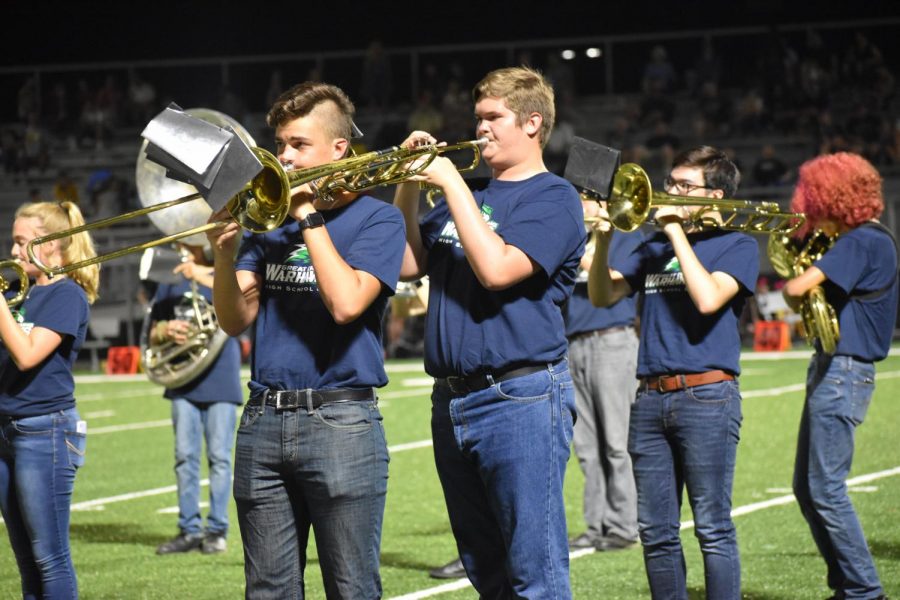Marching band provides an opportunity for music students to both support athletic teams and help encourage school spirit while building friendships and a strong sense of community. 