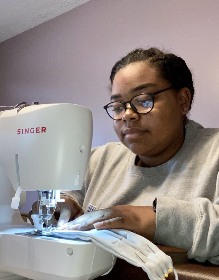 Ashanti Barber has found volunteering comforting during this time of social distancing and has sewn masks for numerous health workers.  As of April 23rd, this Warhawk had sewn over 300 masks. 