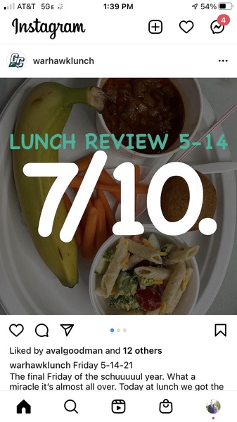 Turner's daily reviews of school lunch has captured the attention of individuals both in and out of GCHS.  