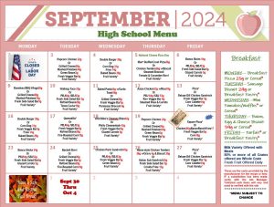 September Lunch Menu