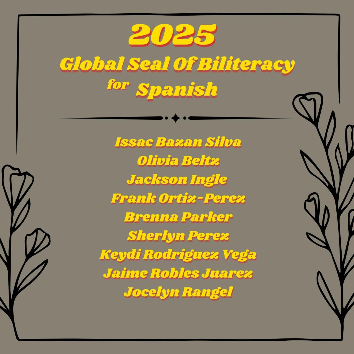 Congratulations to these students that passed the Global Seal of Biliteracy exam in Spanish in 2025.  